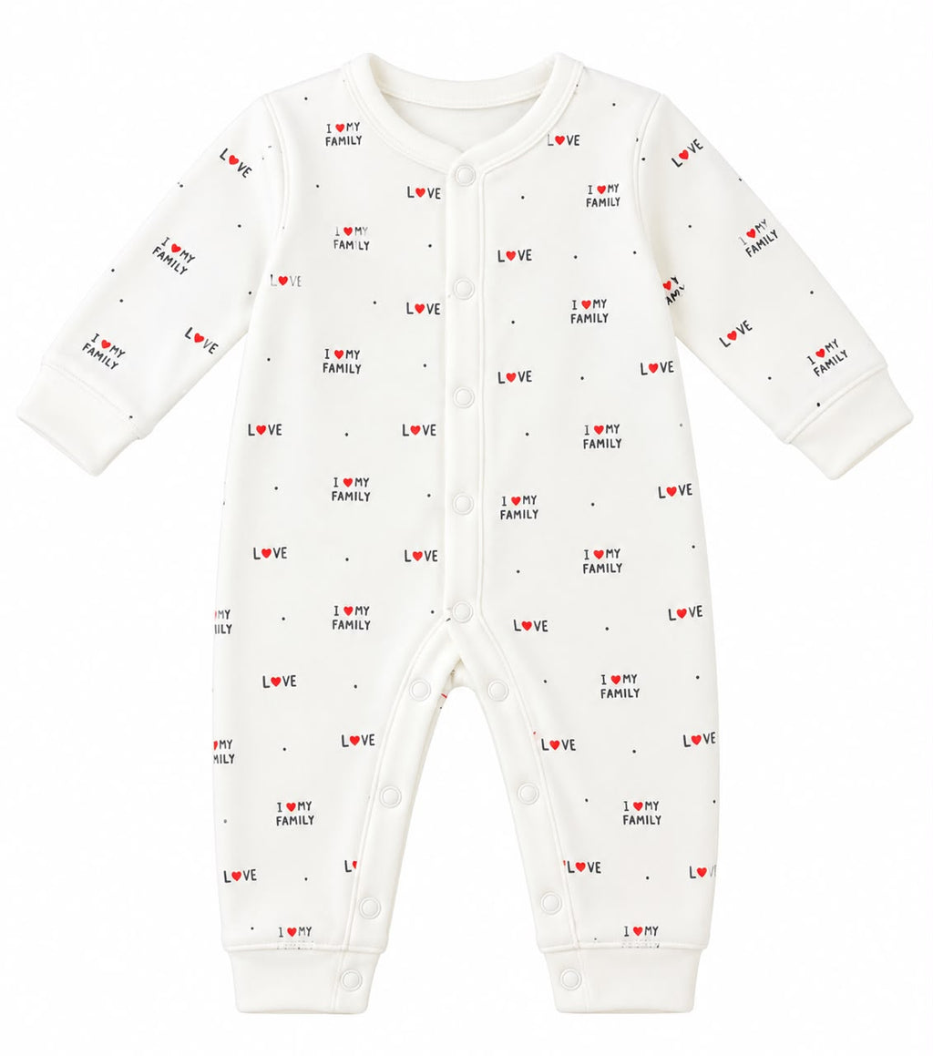 Baby White “I Love My Family” Romper with Matching Cap | 0–12 Months