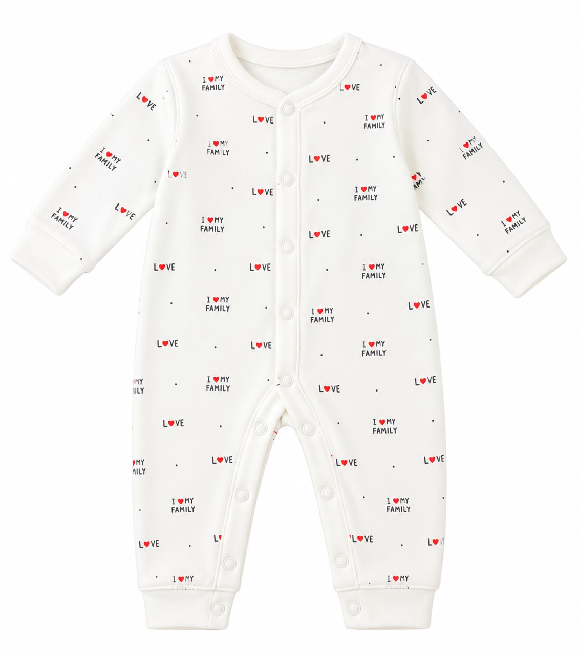 Baby White “I Love My Family” Romper with Matching Cap | 0–12 Months