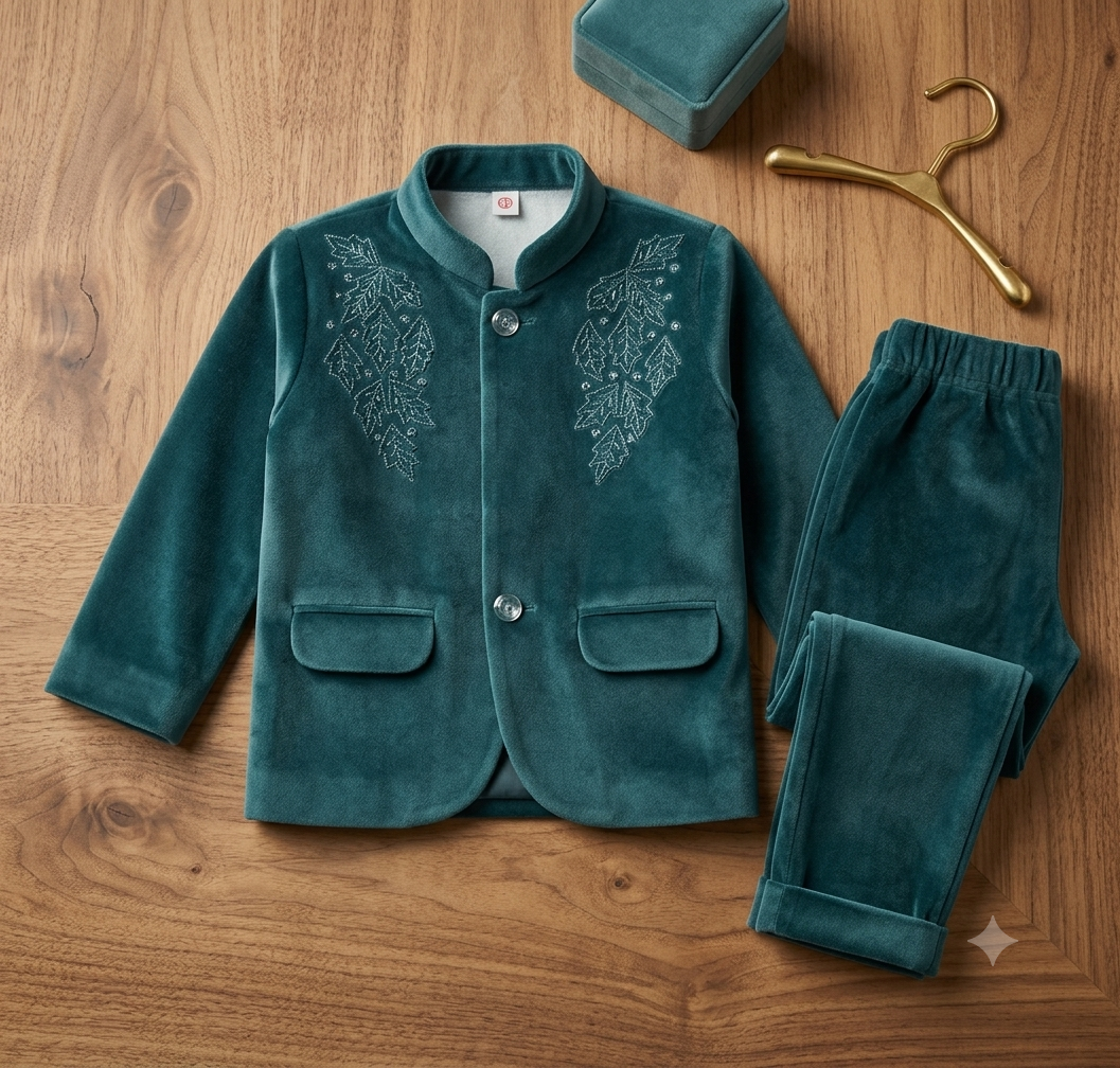 Elegant Velvet Two-Piece Suit for Kids