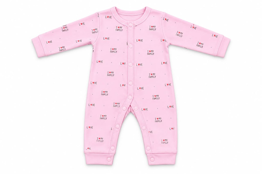 Baby Pink “I Love My Family” Romper with Dada Dadi Cap | 0–12 Months