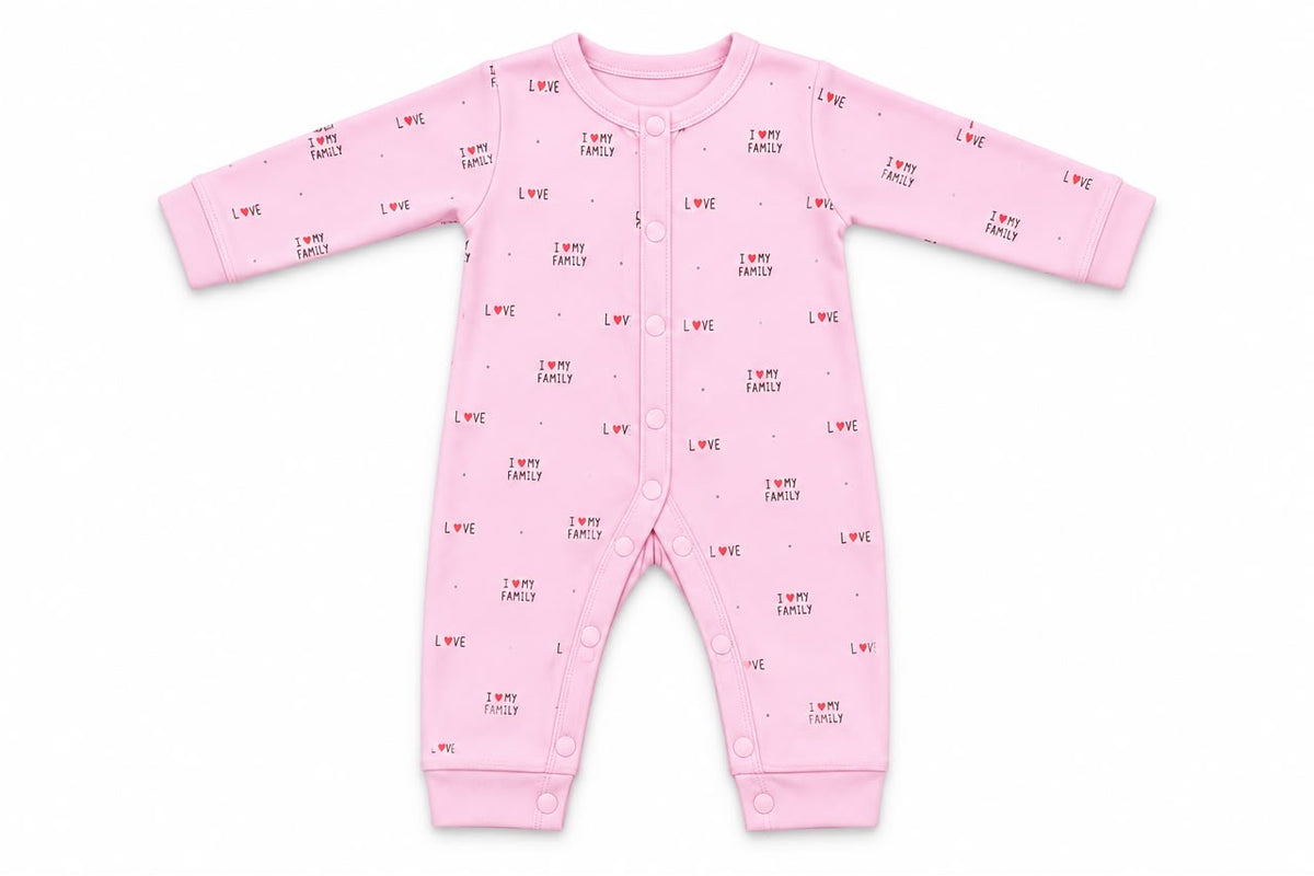 Baby Pink “I Love My Family” Romper with Dada Dadi Cap | 0–12 Months