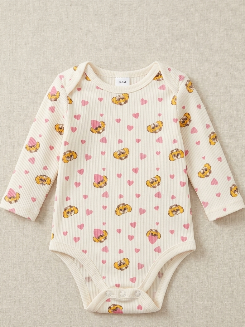 Junglesden Cuddle Bear Heart Ribbed Bodysuit