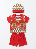 Little Frog 4-Piece Baby Boys Outfit Set – T-Shirt, Vest, Shorts & Cap