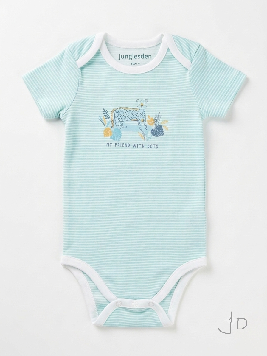 Junglesden Little Wild Friend Striped Baby Bodysuit