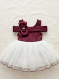 Junglesden Burgundy Belle Bow Tulle Party Dress