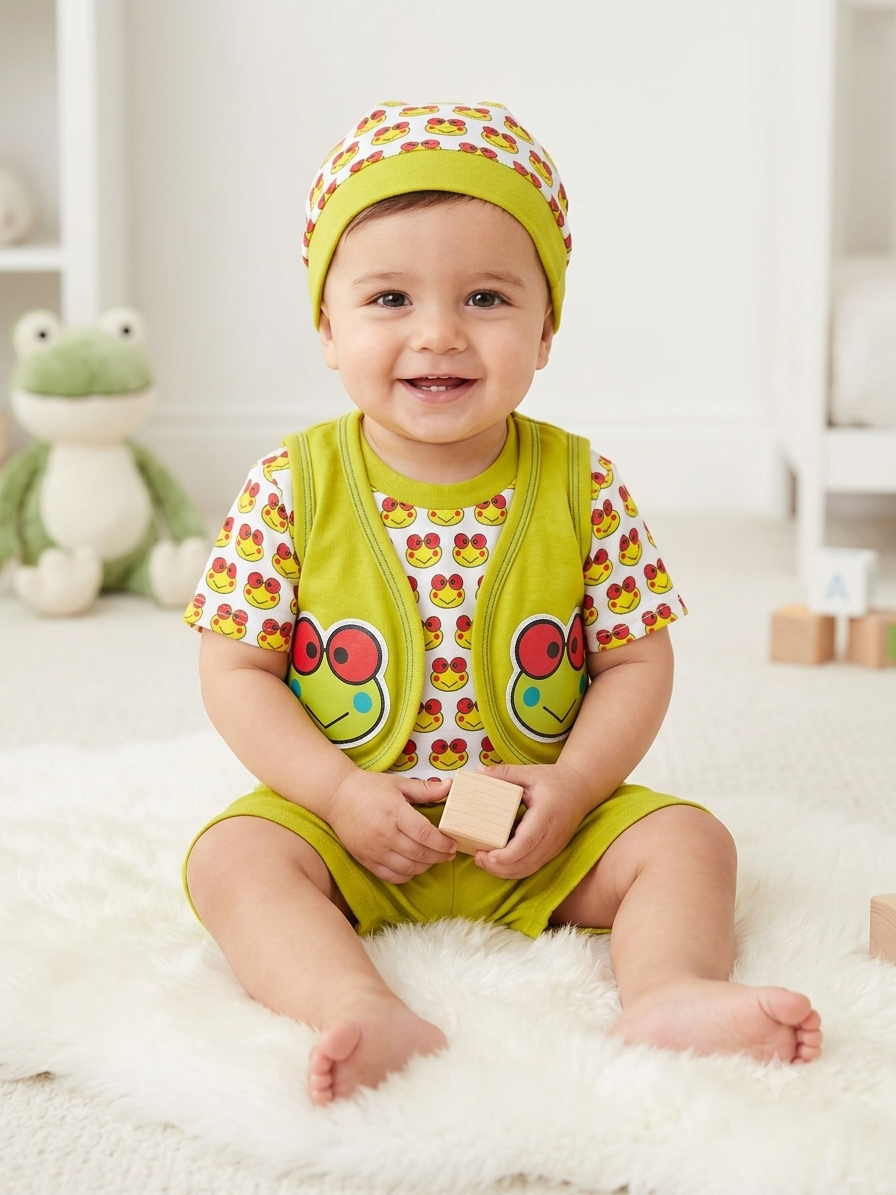 Junglesden Little Froggy Lime 4-Piece Baby Set