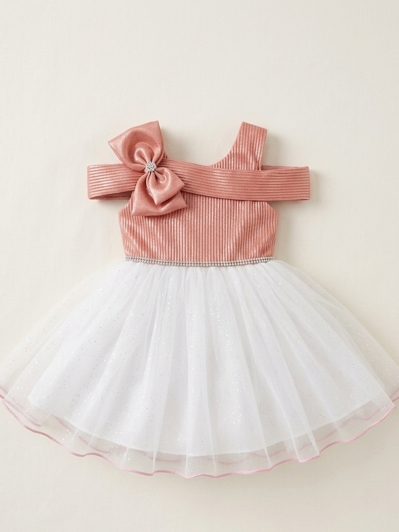 Junglesden Rosé Belle Bow Party Dress for Lil Girls