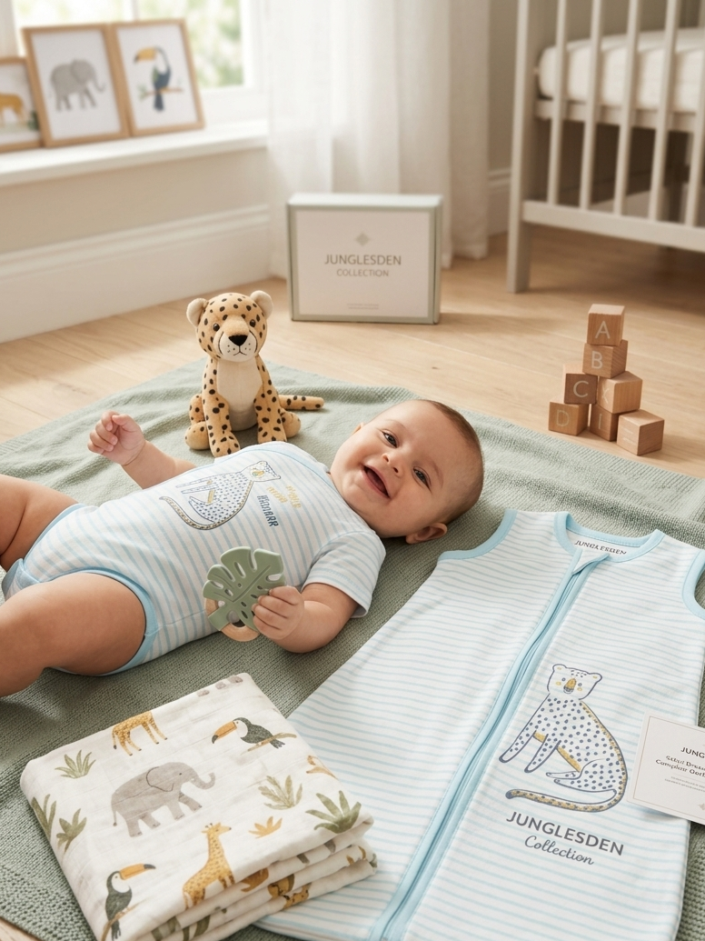 Junglesden Little Wild Friend Wrap Striped Baby Bodysuit