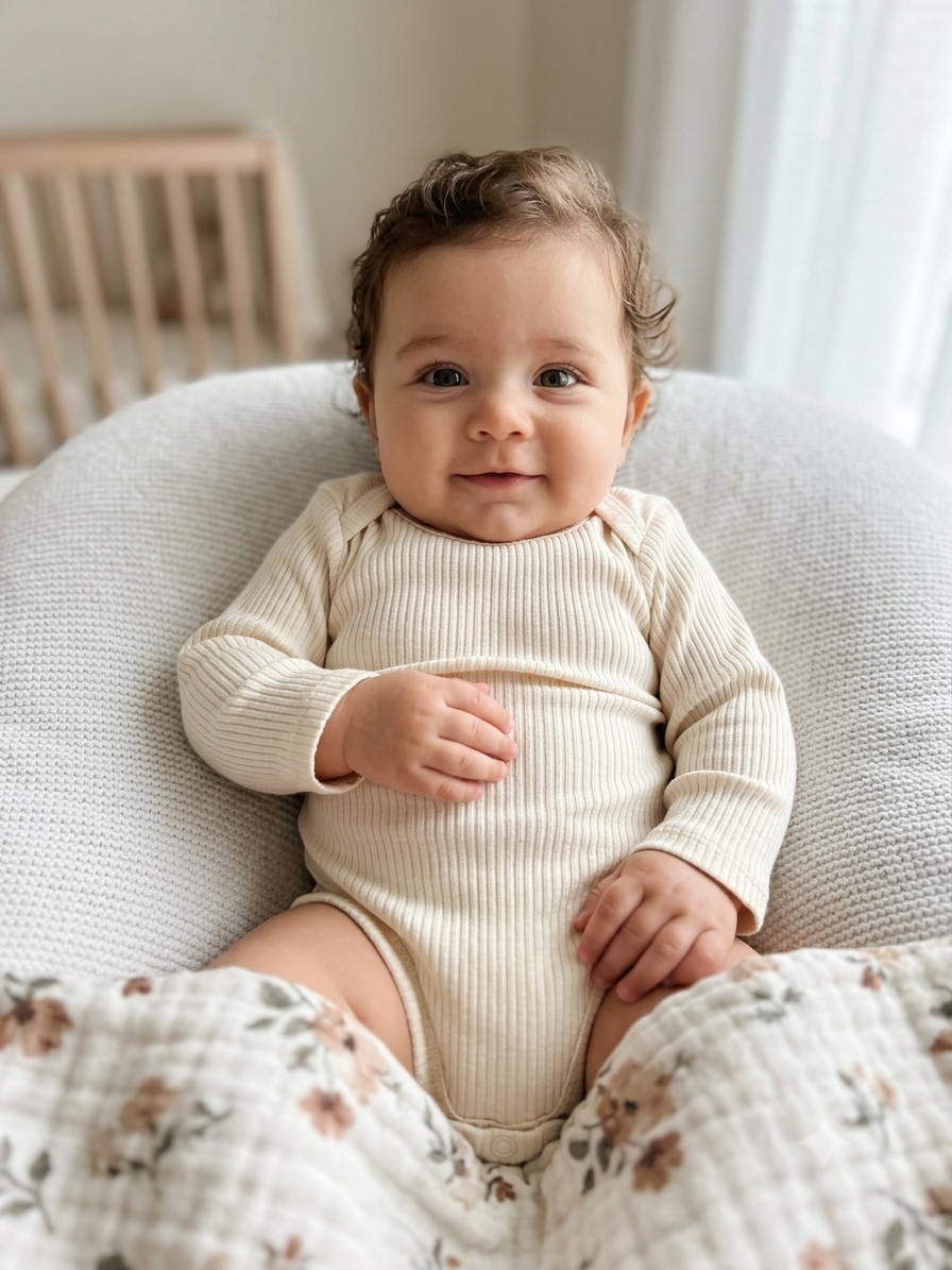 Soft Ribbed Long-Sleeve Baby Romper