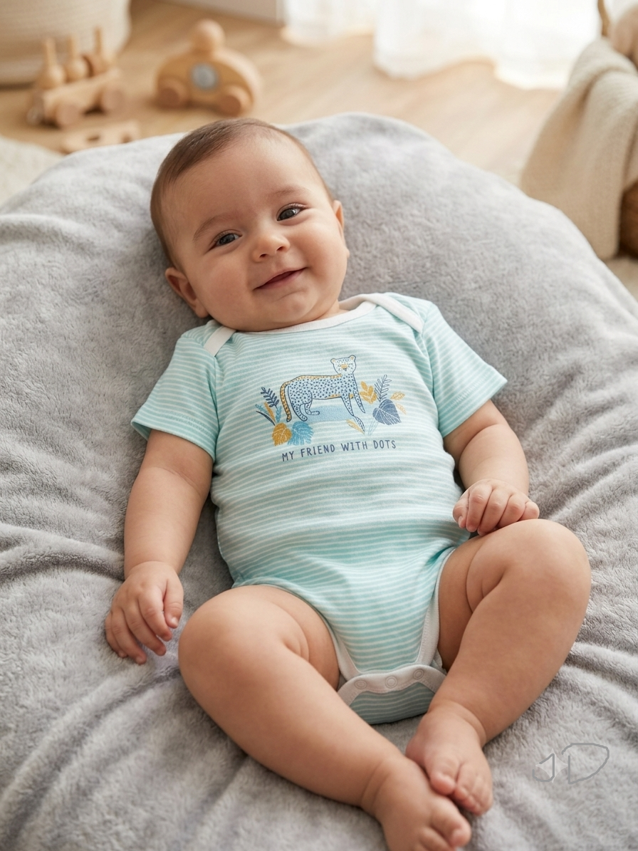 Junglesden Little Wild Friend Striped Baby Bodysuit