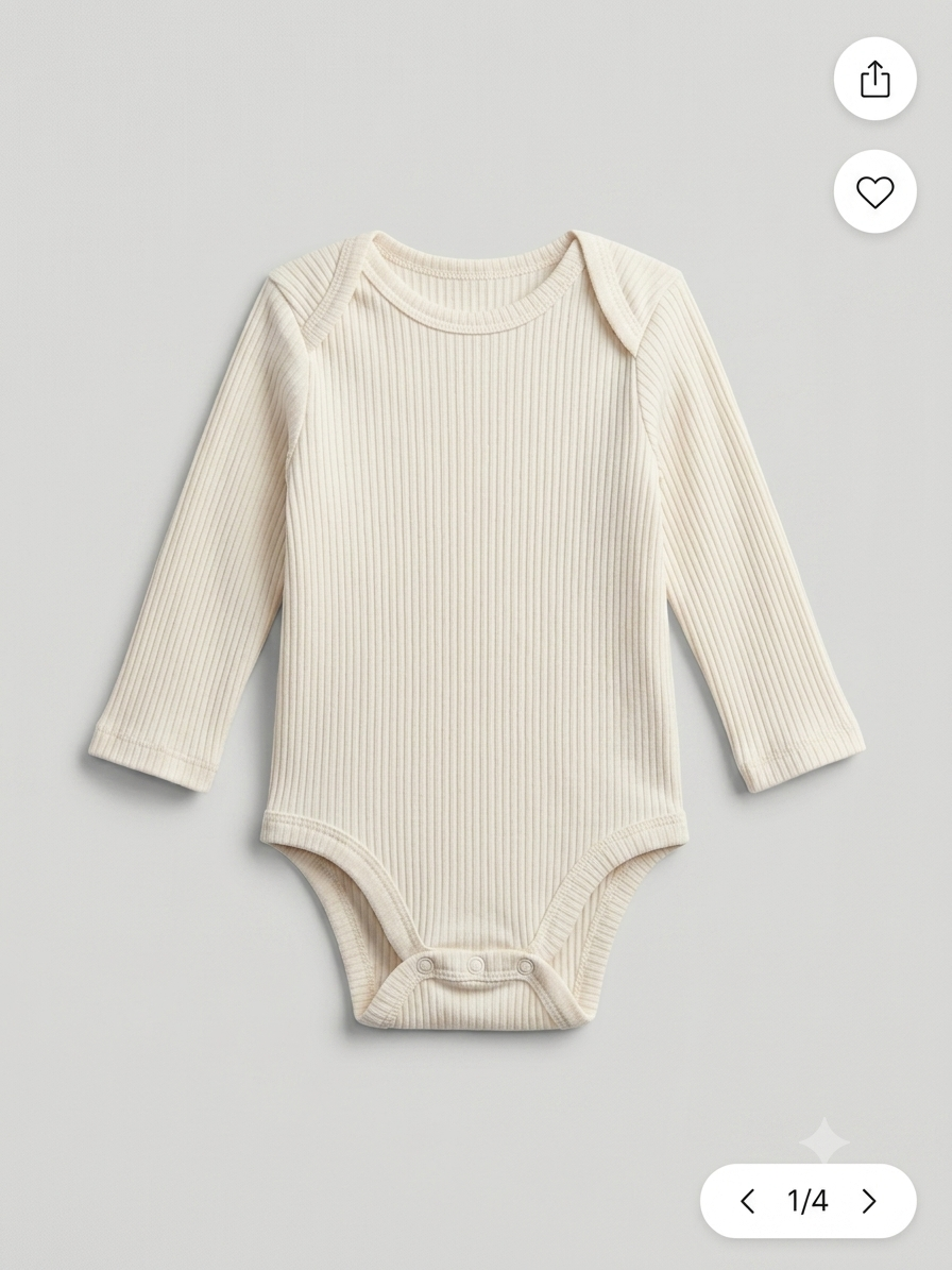 Soft Ribbed Long-Sleeve Baby Romper
