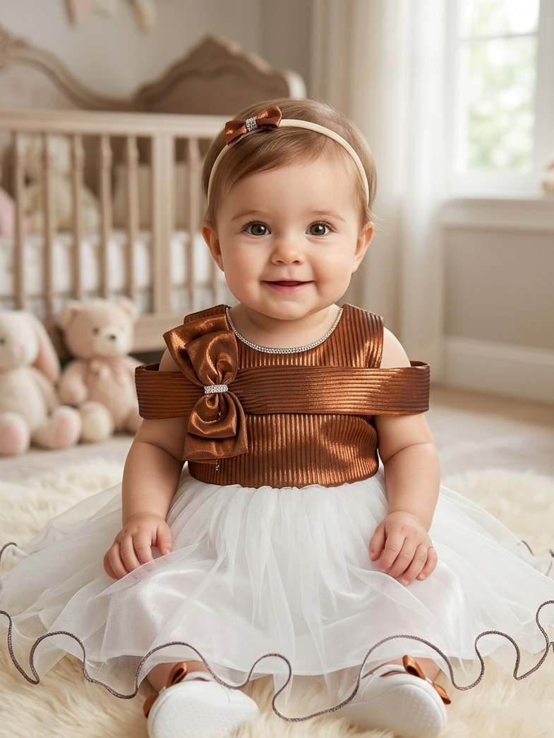 Junglesden Mocha Belle Bow Tulle Party Dress