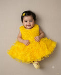 Sunshine Yellow Party Frock with Ruffle Skirt for Girls