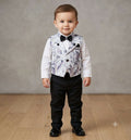 Boys Formal 4-Piece Vest, Shirt, Pants, and Bow Tie Set