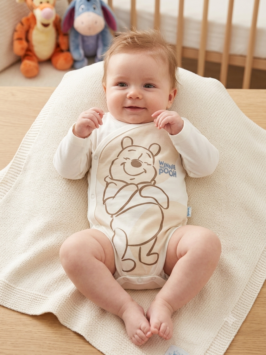 Classic Pooh Bear Full-Sleeve Baby Wrap Romper