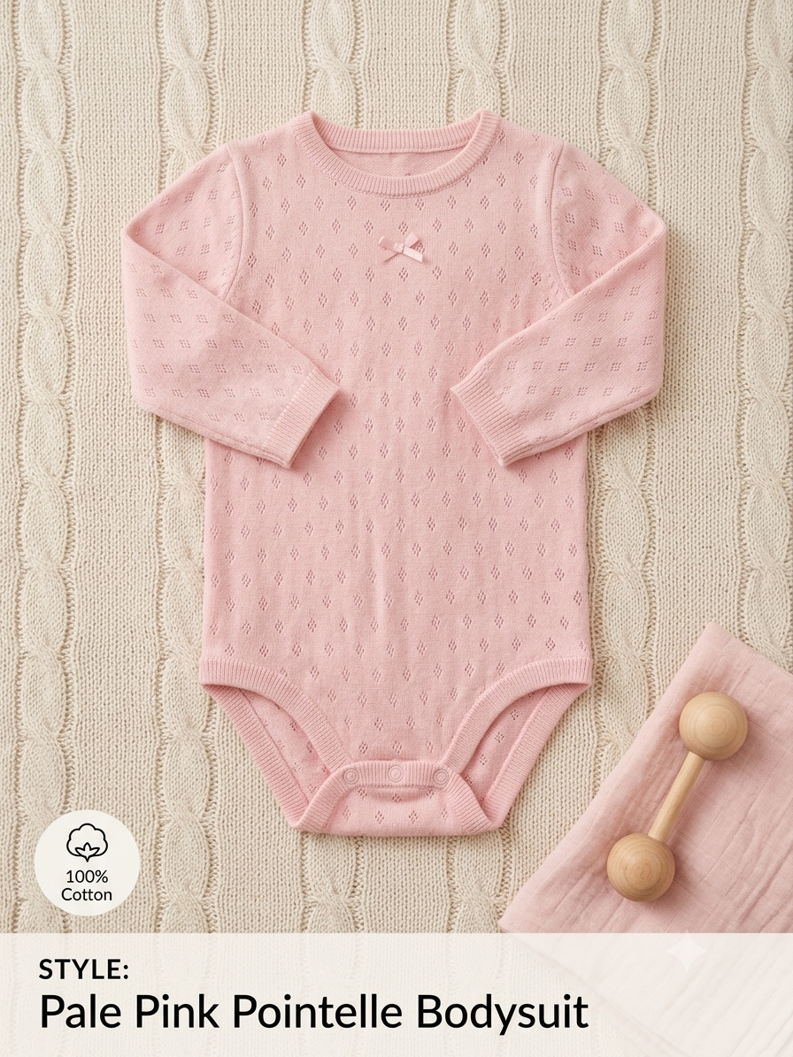 Sweetheart Pale Pink Pointelle Knit Baby Bodysuit