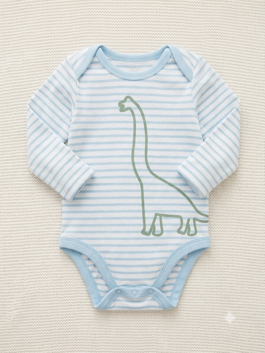 Little Dino Stripes Full-Sleeve Baby Romper