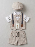 Little Gentleman 4-Piece Partywear Set – Shirt, Waistcoat, Shorts & Cap